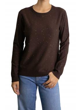 Maglioncino tinta unita con brillantini girocollo 